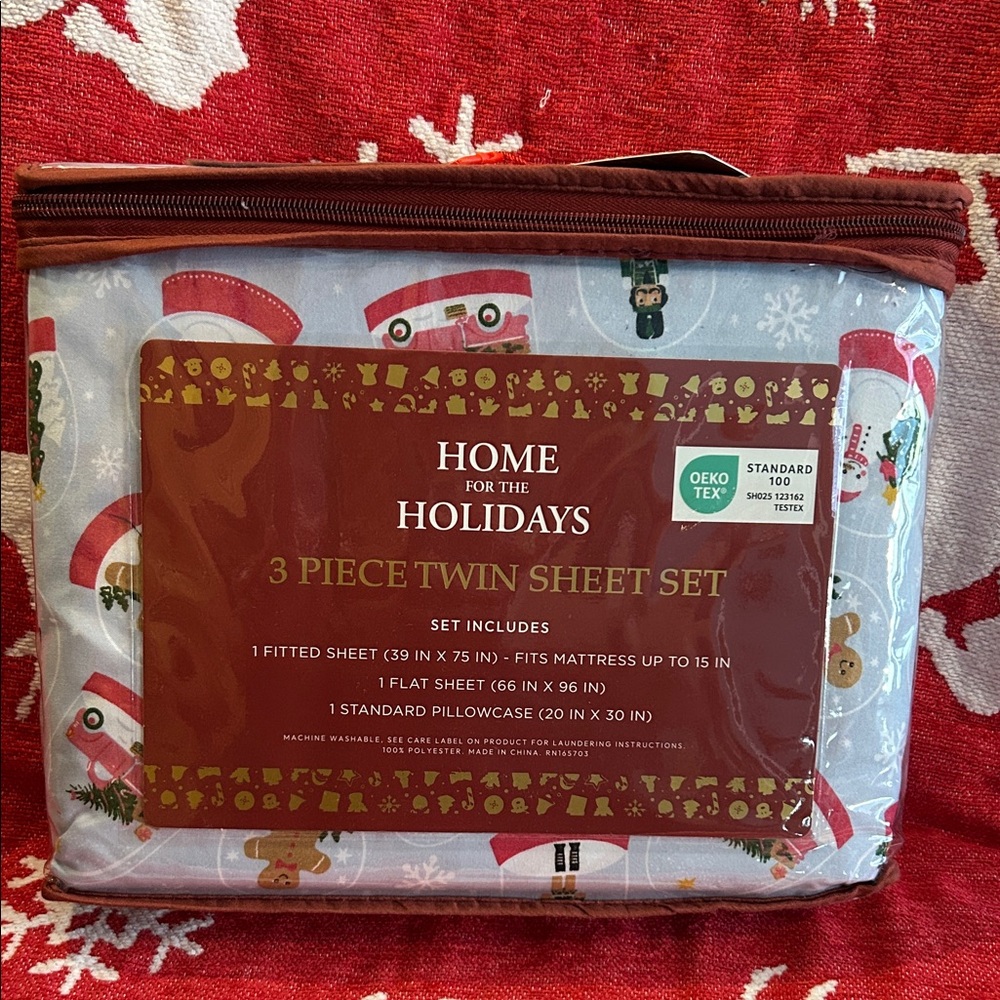 Home for the Holidays Twin Sheet Set - Festive Red and White